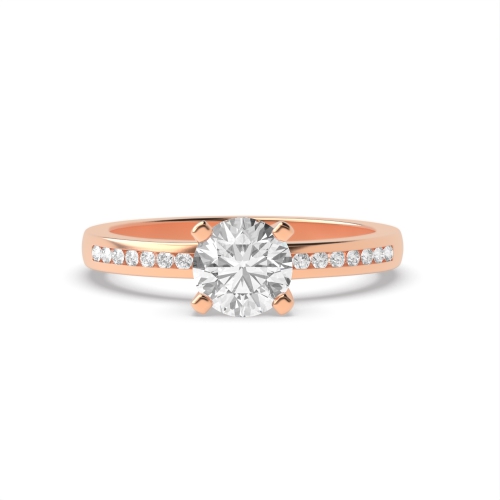 4 Prong Round Rose Gold Open square claws Engagement Rings
