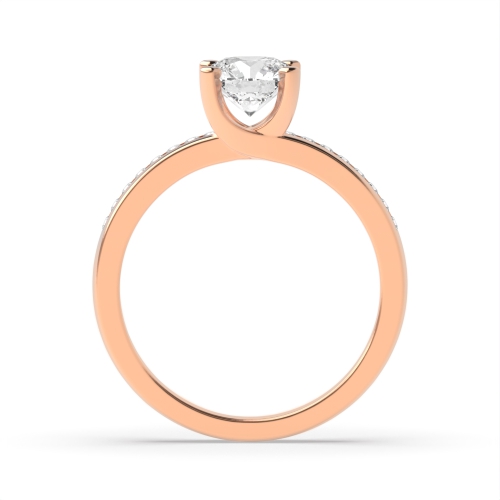 4 Prong Round Rose Gold Open square claws Engagement Rings