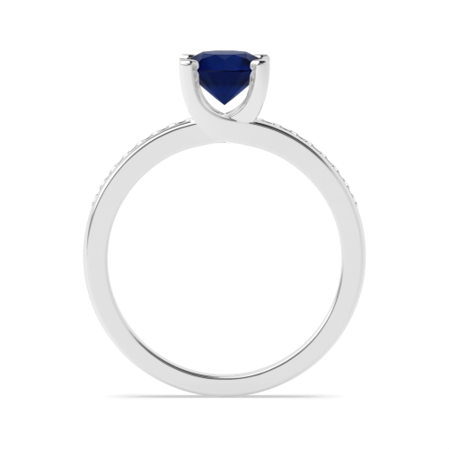 4 Prong Round Open square claws Blue Sapphire Engagement Rings