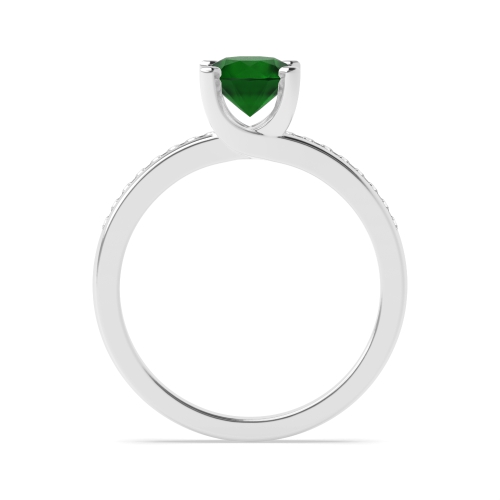 4 Prong Round Open square claws Emerald Engagement Rings