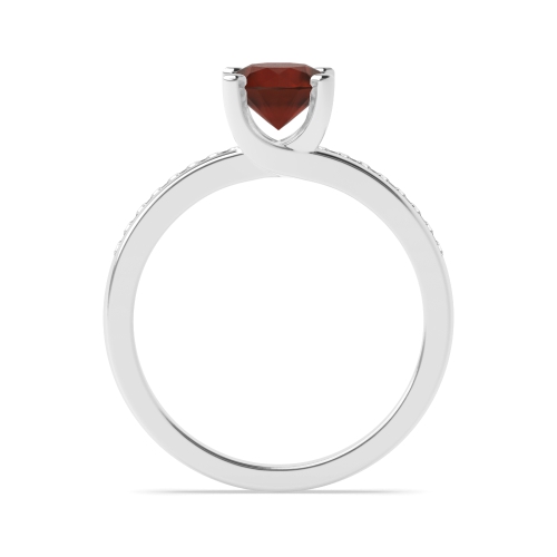 4 Prong Round Open square claws Garnet Engagement Rings