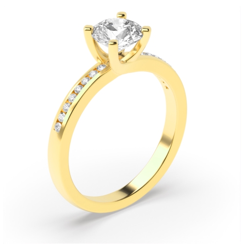 4 Prong Round Yellow Gold Open square claws Engagement Rings