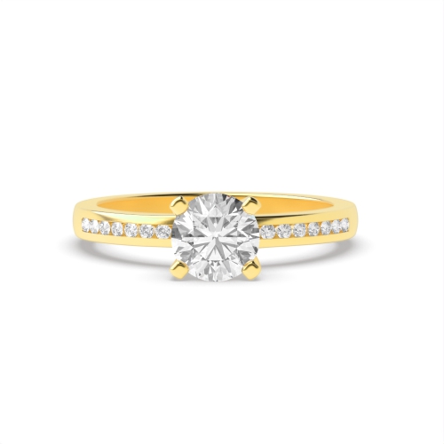 4 Prong Round Yellow Gold Open square claws Engagement Rings
