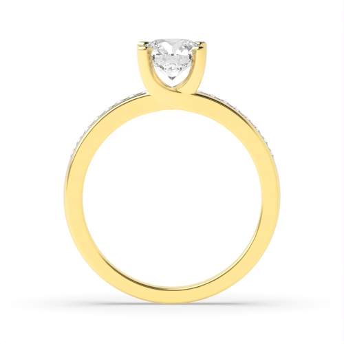 4 Prong Round Yellow Gold Open square claws Engagement Rings
