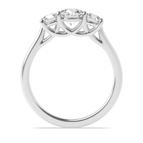 4 Prong Round Cross Over Claws Moissanite Three Stone Diamond Ring