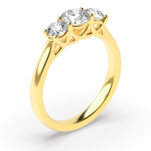 Cross Over Setting Round Trilogy Diamond Ring in gold / Platinum