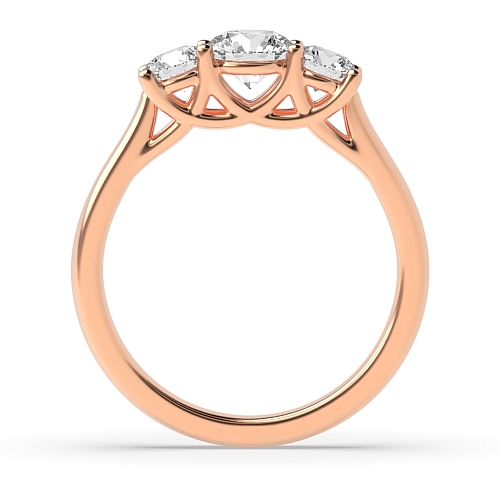Round Rose Gold Crossover claws Trilogy Engagement Rings