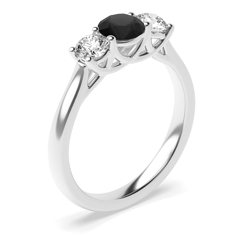 Round Crossover claws Black Diamond Engagement Rings