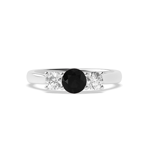 Round Crossover claws Black Diamond Engagement Rings