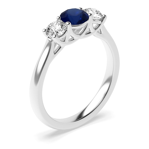 Round Crossover claws Blue Sapphire Engagement Rings