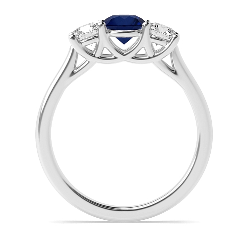 Round Crossover claws Blue Sapphire Engagement Rings