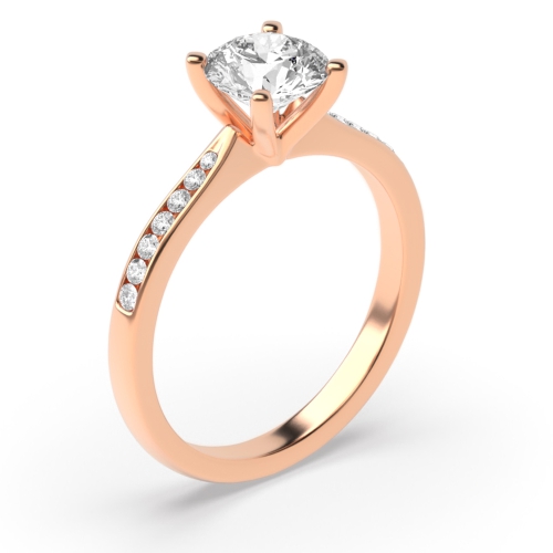 Side Stone On Shoulder Set Accented Diamond Engagement Ring Yellow Gold