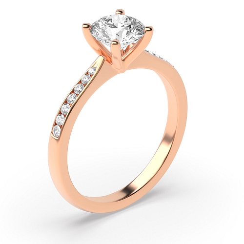 4 Prong Round Rose Gold Open tapered shoulder Engagement Rings