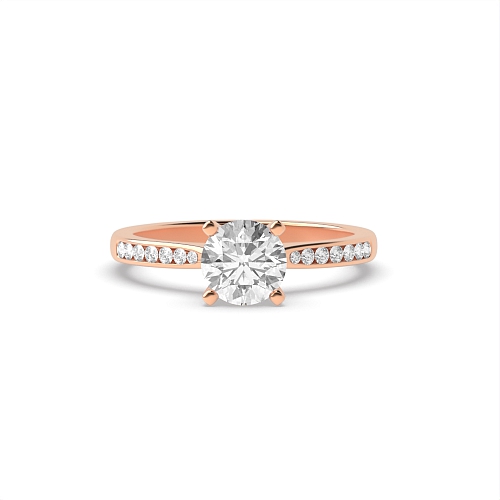 4 Prong Round Rose Gold Open tapered shoulder Engagement Rings