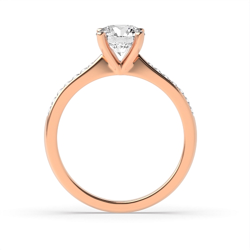 4 Prong Round Rose Gold Open tapered shoulder Engagement Rings