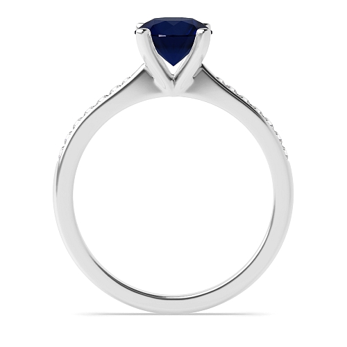 4 Prong Round Open tapered shoulder Blue Sapphire Engagement Rings