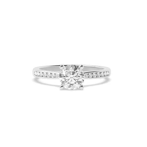 4 Prong Round Silver Open tapered shoulder Engagement Rings