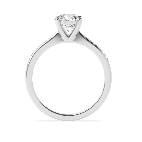 4 Prong Round Silver Open tapered shoulder Engagement Rings