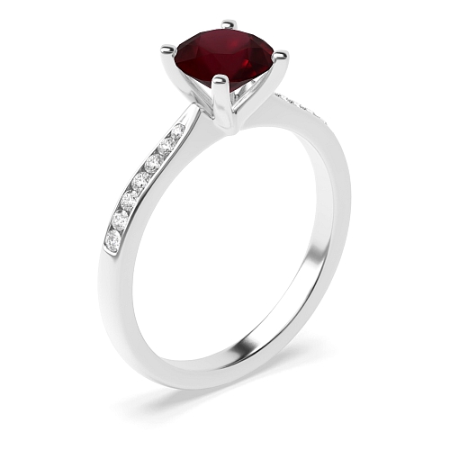 4 Prong Round Open tapered shoulder Ruby Engagement Rings