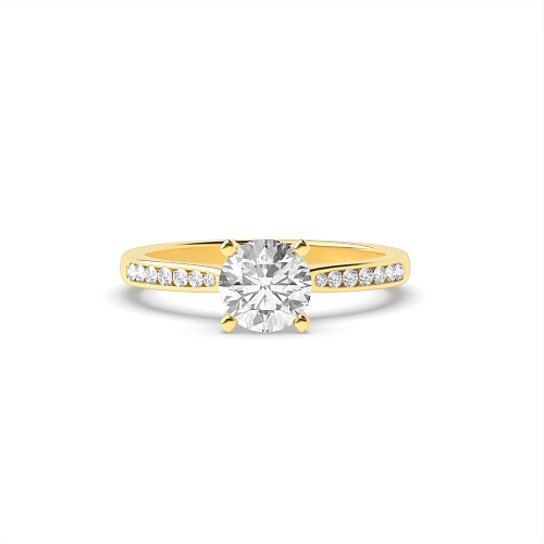 4 Prong Round Yellow Gold Open tapered shoulder Engagement Rings