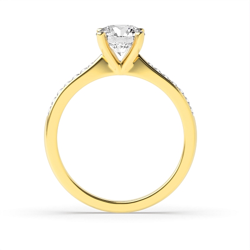 4 Prong Round Yellow Gold Open tapered shoulder Engagement Rings
