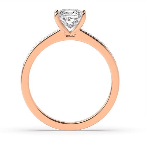 4 Prong Princess Rose Gold Solid shoulder Engagement Rings