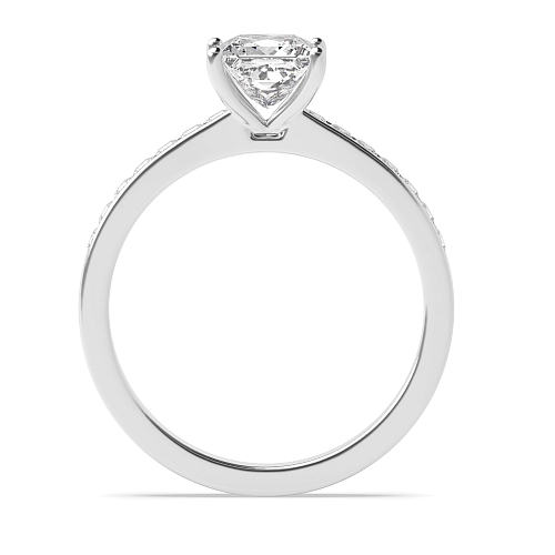 4 Prong Princess Silver Solid shoulder Side Stone Engagement Rings