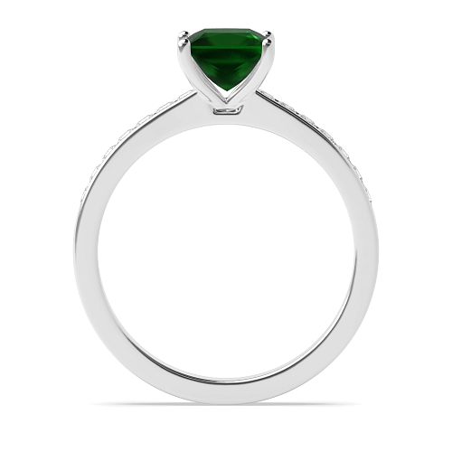 4 Prong Princess Solid shoulder Emerald Engagement Rings