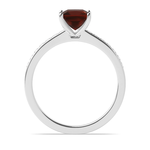 4 Prong Princess Solid shoulder Garnet Engagement Rings