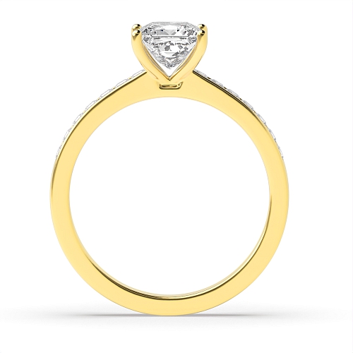 4 Prong Princess Yellow Gold Solid shoulder Engagement Rings