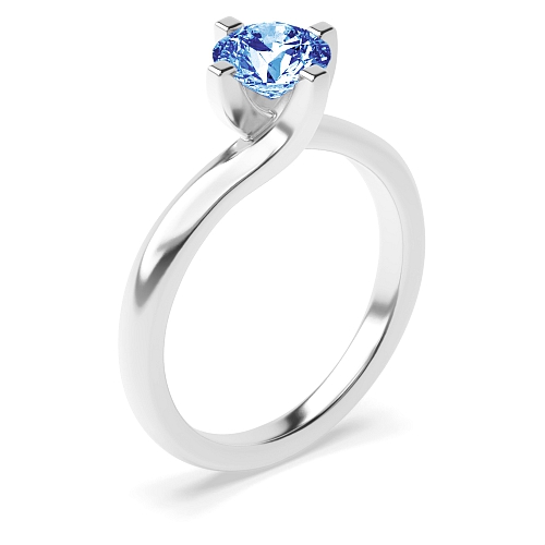 4 Prong Round Twist claw setting Tanzanite Engagement Rings