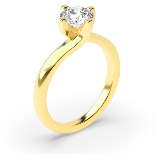 4 Prong Round Yellow Gold Solitaire Engagement Ring