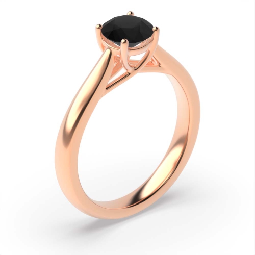 Black Diamond Ring With Brilliant Cut Round Shape Solitaire
