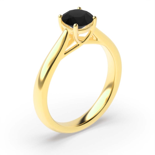 4 Prong Round Yellow Gold Crossover claws gallery Lab Grown Diamond Engagement Rings