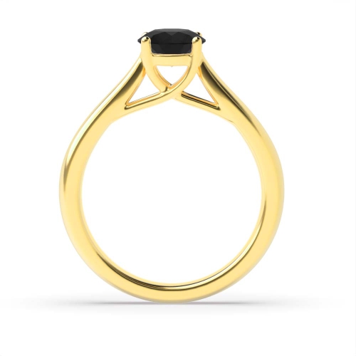 4 Prong Round Yellow Gold Crossover claws gallery Lab Grown Diamond Engagement Rings