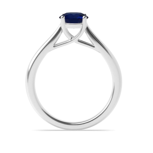 4 Prong Cross over Claws Gallery Blue Sapphire Solitaire Engagement Ring