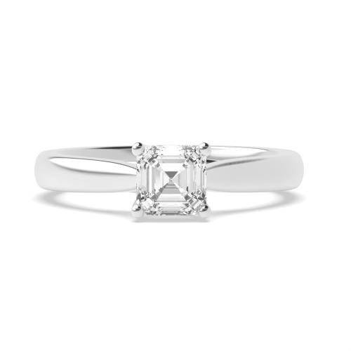4 Prong Asscher Cross over Claws Gallery Solitaire Engagement Ring