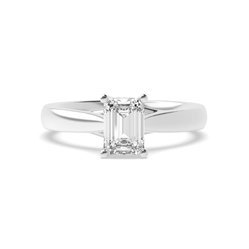 4 Prong Emerald Cross over Claws Gallery Solitaire Engagement Ring