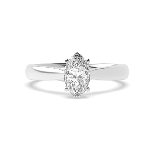 4 Prong Marquise Cross over Claws Gallery Solitaire Engagement Ring