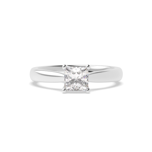 4 Prong Princess Cross over Claws Gallery Solitaire Engagement Ring