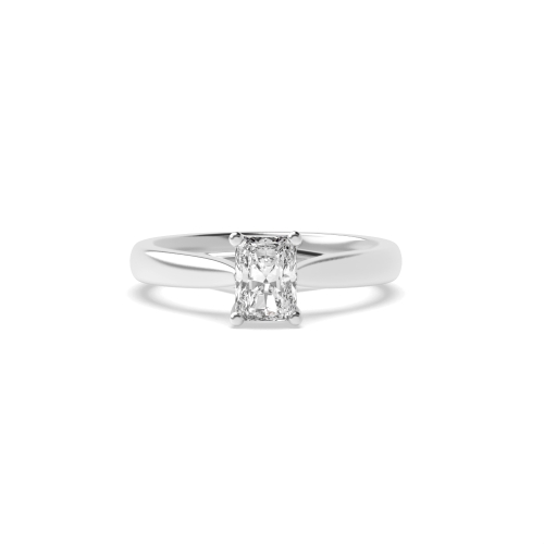 4 Prong Radiant Cross over Claws Gallery Solitaire Engagement Ring