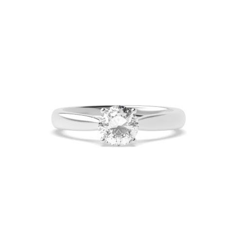 4 Prong Round Cross over Claws Gallery Solitaire Engagement Ring