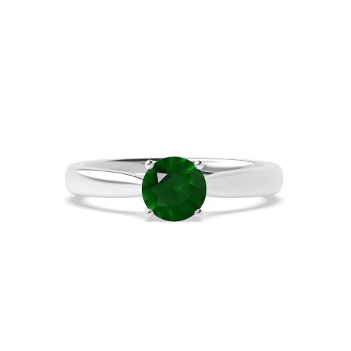 4 Prong Cross over Claws Gallery Emerald Solitaire Engagement Ring