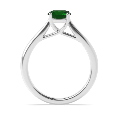 4 Prong Cross over Claws Gallery Emerald Solitaire Engagement Ring