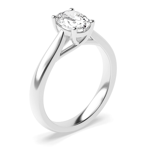 4 Prong Oval Cross over Claws Gallery Solitaire Engagement Ring