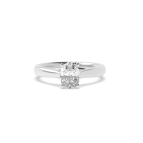 4 Prong Oval Cross over Claws Gallery Solitaire Engagement Ring