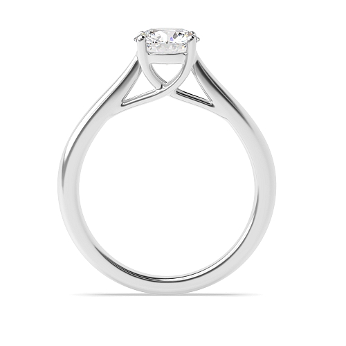 4 Prong Silver Cross over Claws Gallery Solitaire Engagement Ring