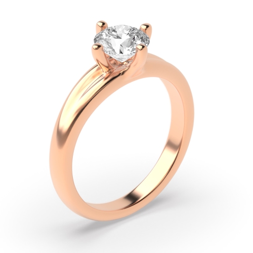 4 Prong Round Rose Gold Wide shoulder Solitaire Engagement Rings