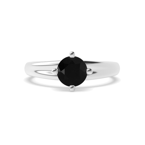 4 Prong Round Wide shoulder Black Diamond Solitaire Engagement Rings