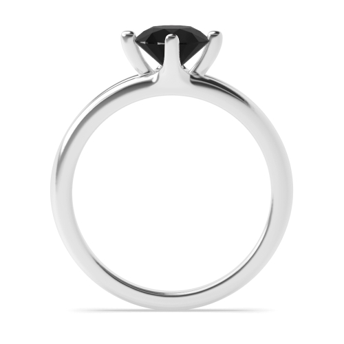 4 Prong Round Wide shoulder Black Diamond Solitaire Engagement Rings